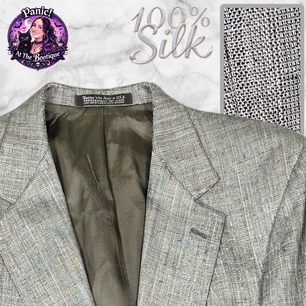 VTG Southampton Blazer Men 44L Silk Grey Donegal Tweed Nordstrom Sport‎ Coat USA